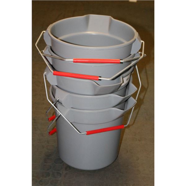 LOT OF FIVE 10QT BUCKETS WITH SPOUTS