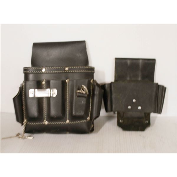 FLAT WITH LEATHER CONSTRUCTION TOOL BELT POUCHES
