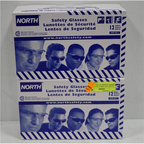 2 BOXES NEW NORTH TINTED SAFETY GLASSES 24 PAIRS
