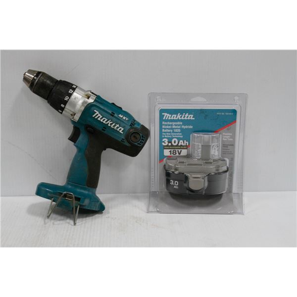 MAKITA 18V 1/2 INCH DRILL AND NEW 3.0AH BATTERY