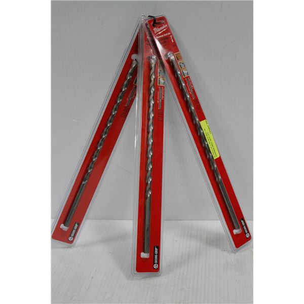 BUNDLE OF 3 MILWAUKEE 3/8 HAMMER DRILL BITS 12"L-