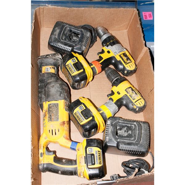2 DEWALT DRILLS 1 RECIPROCATING SAW 3 BATTERIES