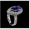 Image 4 : 2.19 ctw Tanzanite and Diamond Ring - 14KT White Gold