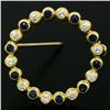 Image 2 : 18k Yellow Gold .70 ctw Bezel Round Sapphire & Diamond Circle of Life Pin Brooch