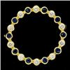 Image 8 : 18k Yellow Gold .70 ctw Bezel Round Sapphire & Diamond Circle of Life Pin Brooch