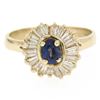 Image 1 : 14kt Yellow Gold 1.00 ctw Sapphire Ring w/ Baguette Diamond Ballerina Halo Ring