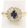 Image 2 : 14kt Yellow Gold 1.00 ctw Sapphire Ring w/ Baguette Diamond Ballerina Halo Ring
