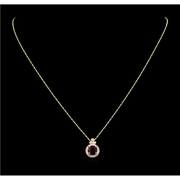 14KT Yellow Gold 2.12 ctw Rubellite and Diamond Pendant With Chain