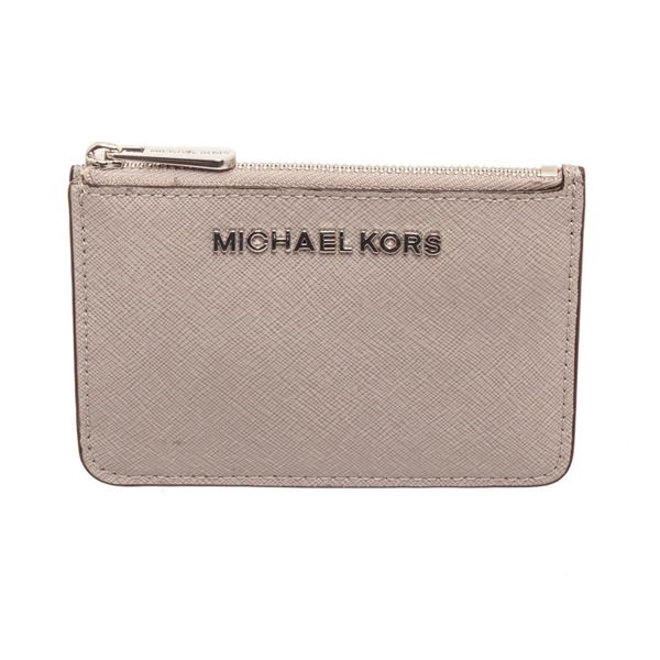 Michael Kors Grey Leather Jet Set Small Keychain Wallet