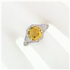 Image 3 : 14k White Gold 1.80 ctw Fine Filigree & Milgrain Work Citrine Solitaire Ring