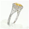 Image 6 : 14k White Gold 1.80 ctw Fine Filigree & Milgrain Work Citrine Solitaire Ring