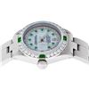 Image 9 : Rolex Ladies Stainless Steel MOP Emerald & Diamond Oyster Perpetaul Datejust Wri
