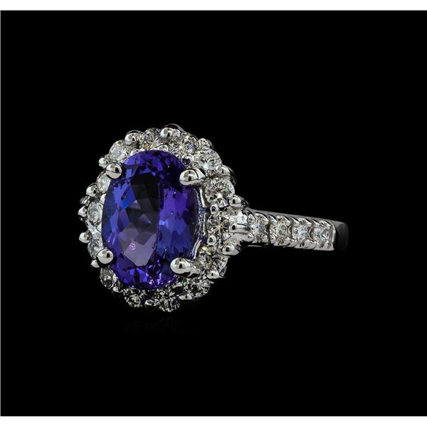 3.06 ctw Tanzanite and Diamond Ring - 14KT White Gold