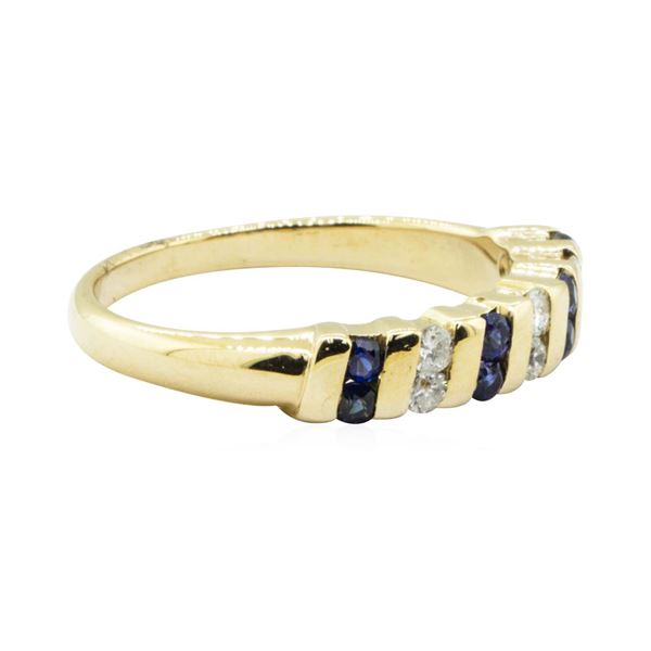 0.50 ctw Blue Sapphire and Diamond Ring - 14KT Yellow Gold