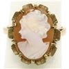 Image 3 : Vintage 14k Yellow Gold Oval Carved Shell Cameo Ring w/ Brushed Finish Frame