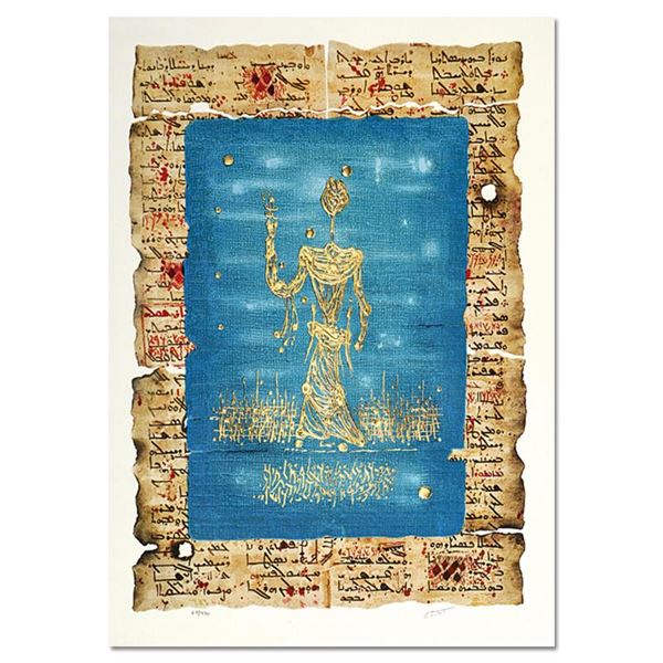 Moshe Castel, "Moses" Limited Edition Gold Embossed Serigraph with Letter of Aut