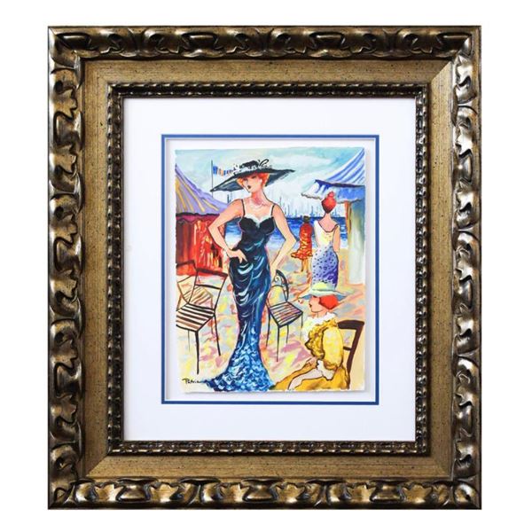 Patricia Govezensky, "Alana" Framed Original Watercolor with Letter of Authentic