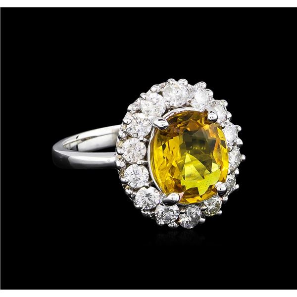 3.40 ctw Yellow Sapphire and Diamond Ring - 14KT White Gold