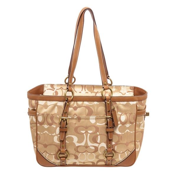 Coach Tan Op Art Canvas Shoulder Bag