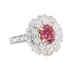 Image 1 : 1.85 ctw Oval Mixed Pink Sapphire And Round Brilliant Cut Diamond Ring - 18KT Wh