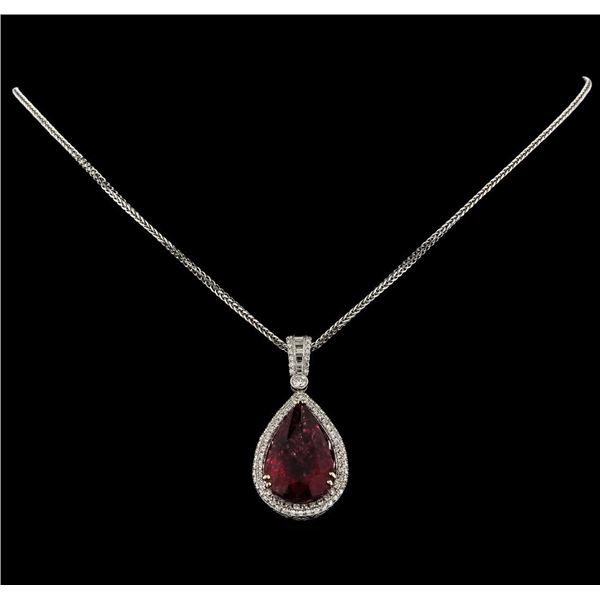 17.94 ctw Tourmaline and Diamond Pendant With Chain - 18KT White Gold