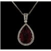 Image 2 : 17.94 ctw Tourmaline and Diamond Pendant With Chain - 18KT White Gold