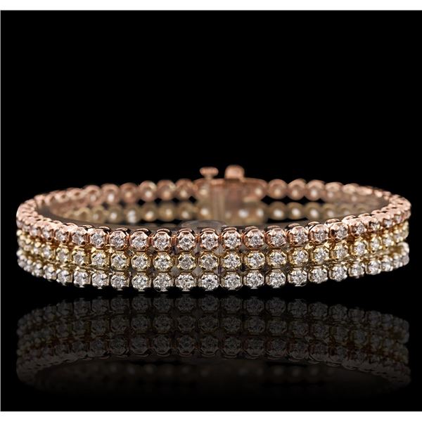 14KT Three-Tone Gold 6.54 ctw Diamond Bracelet