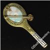 Image 6 : Vintage 18kt Yellow and White Gold Oval Opal and Diamond Tennis Racket Brooch or