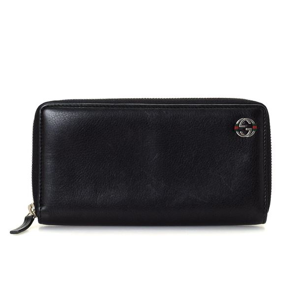 Gucci Black Canvas Zip Around Wallet