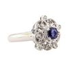 Image 1 : 0.88 ctw Blue Sapphire And Diamond Ring - 14KT White Gold