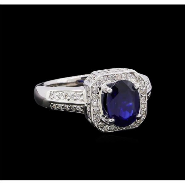 1.60 ctw Sapphire and Diamond Ring - 14KT White Gold