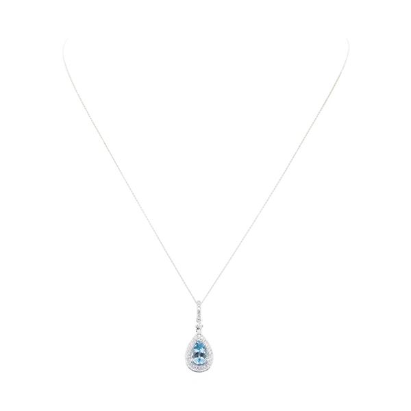 1.32 ctw Aquamarine and Diamond Pendant - 14KT White Gold
