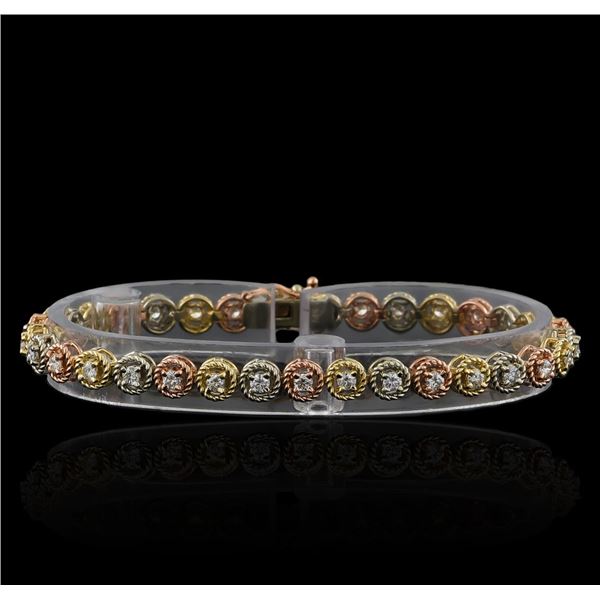 1.65 ctw Diamond Bracelet - 14KT Tri Color Gold