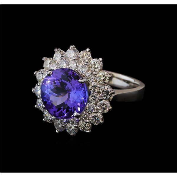 4.85 ctw Tanzanite and Diamond Ring - 14KT White Gold
