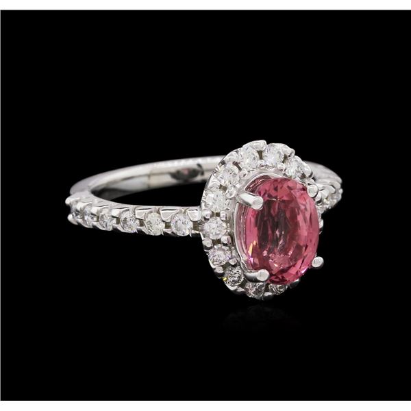 1.70 ctw Pink Tourmaline and Diamond Ring - 14KT White Gold