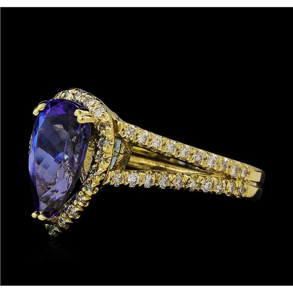 2.43 ctw Tanzanite and Diamond Ring - 14KT Yellow Gold