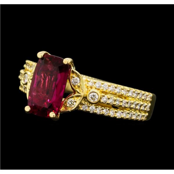 1.50 ctw Pink Tourmaling And Diamond Ring - 18KT Yellow Gold