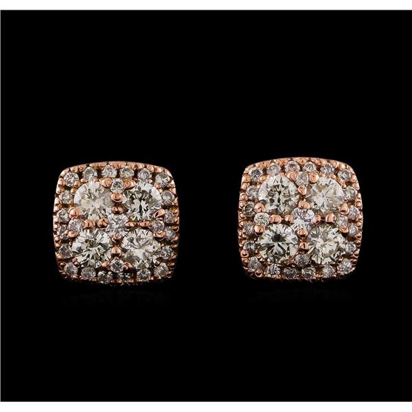 0.97 ctw Diamond Earrings - 14KT Rose Gold