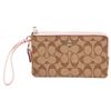 Image 1 : Coach Beige Logo Canvas Double Zip Wristlet
