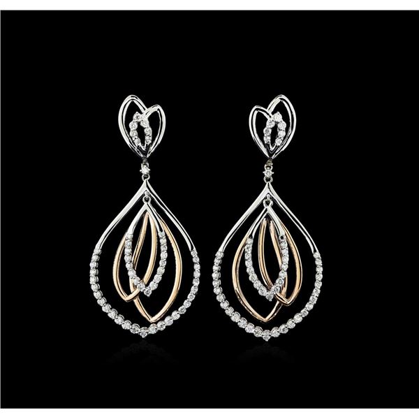 1.83 ctw Diamond Earrings - 14KT Rose and White Gold