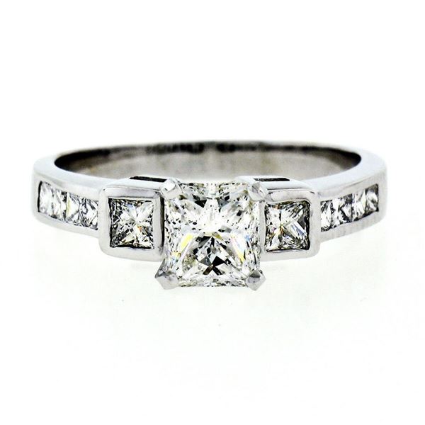 Estate 18kt White Gold 1.42 ctw GIA Certified Radiant Diamond Engagement Ring