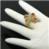 Image 8 : Vintage Detailed 14kt Yellow Gold 1.35 ctw Pear Ruby Round Diamond Open Butterfl