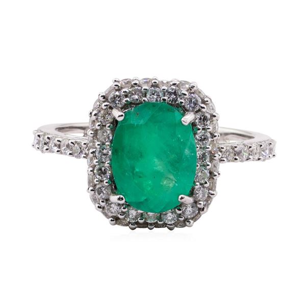 1.96 ctw Emerald and Diamond Ring - 14KT White Gold