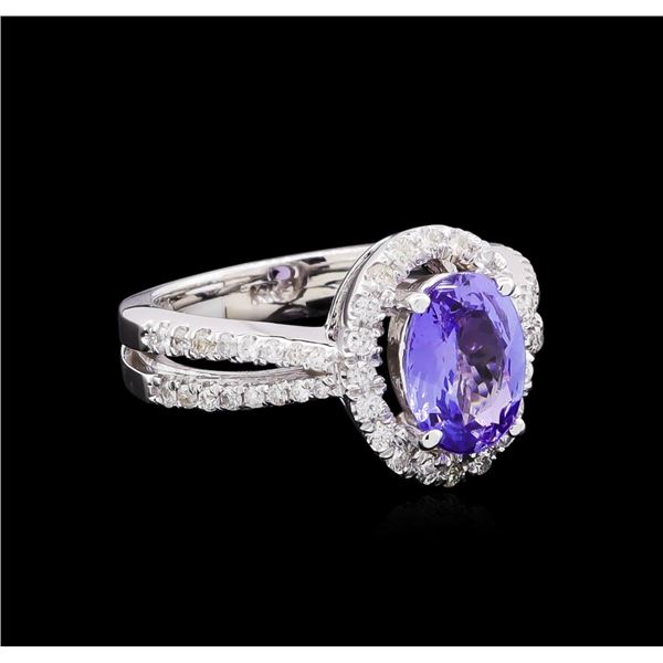 1.73 ctw Tanzanite and Diamond Ring - 14KT White Gold