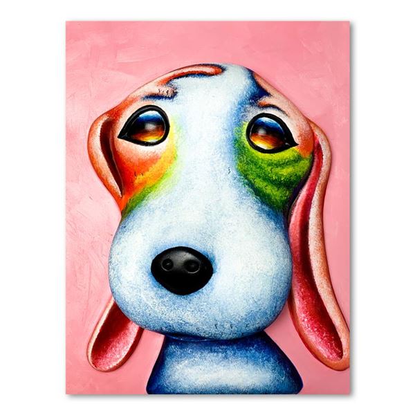 Wang, "Homer (Pink)" Hand Painted Limited Edition Bas Relief Sculpture, Numbered