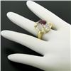 Image 3 : Vintage 18kt White and Yellow Gold 2.98 ctw Ruby and Diamond Cocktail Ring