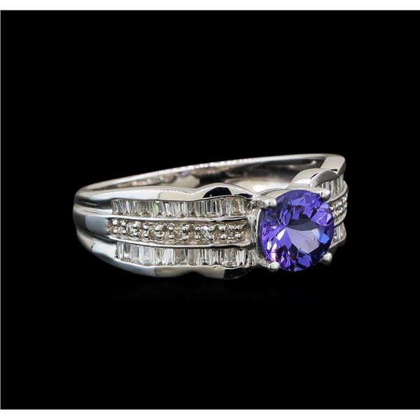 14KT White Gold 0.85 ctw Tanzanite and Diamond Ring