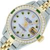 Image 3 : Rolex Ladies 2 Tone MOP Emerald & Channel Set 26MM Datejust Wristwatch