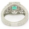 Image 5 : Platinum 1.04 ctw Radiant Emerald & Diamond Milgrain Filigree Etched Cocktail Ri