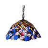 Image 3 : Tiffany Style Iris Stained Art Glass Hanging Pendant Light